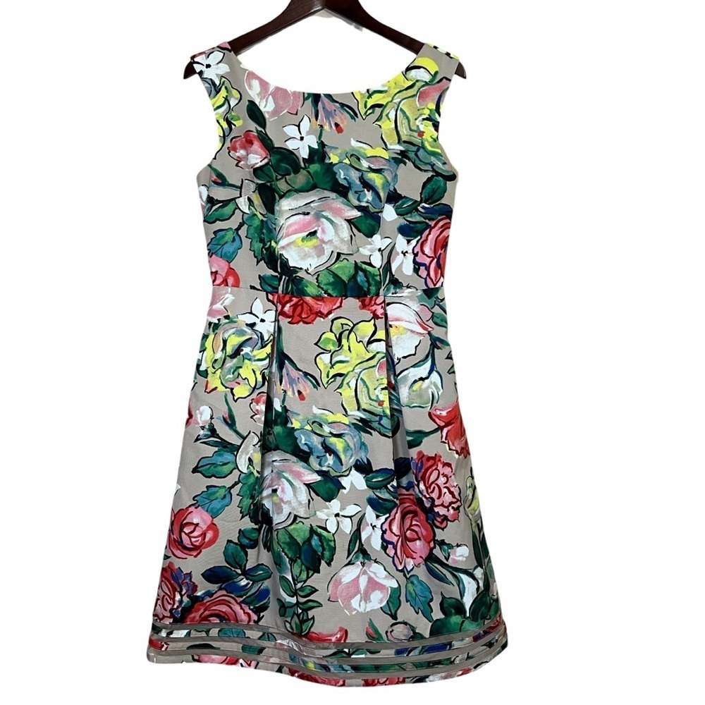 Adrianna Papell Multicolor Floral Boatneck Midi Dress - Picture 3 of 16